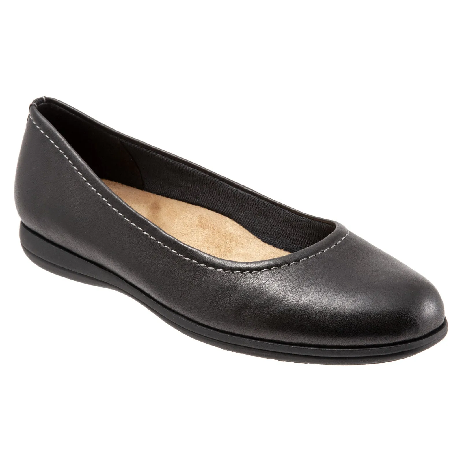 Trotters Darcey T1904-001 Womens Black Extra Wide Ballet Flats Shoes