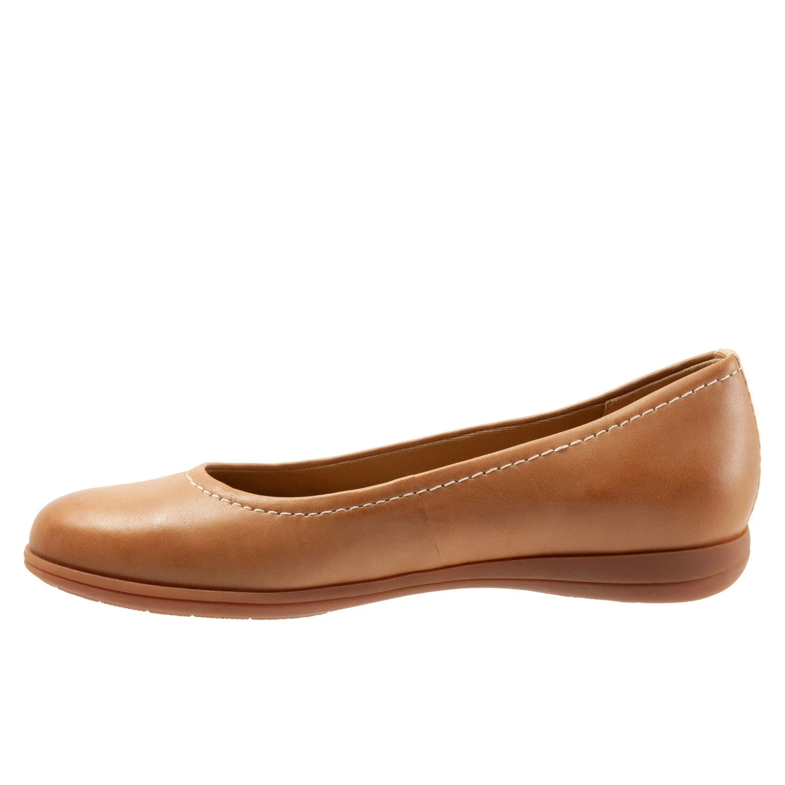 Trotters Darcey T1904-253 Womens Brown Leather Slip On Ballet Flats Shoes