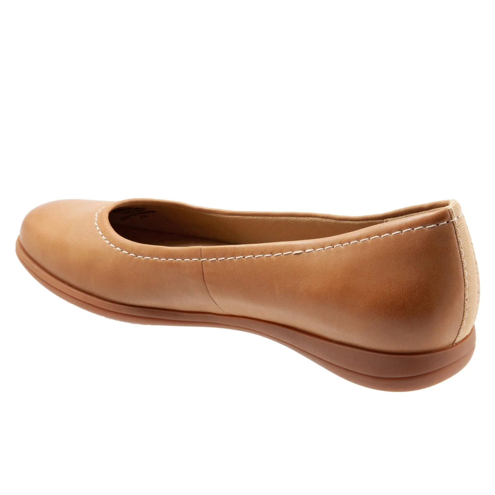 Trotters Darcey T1904-253 Womens Brown Leather Slip On Ballet Flats Shoes
