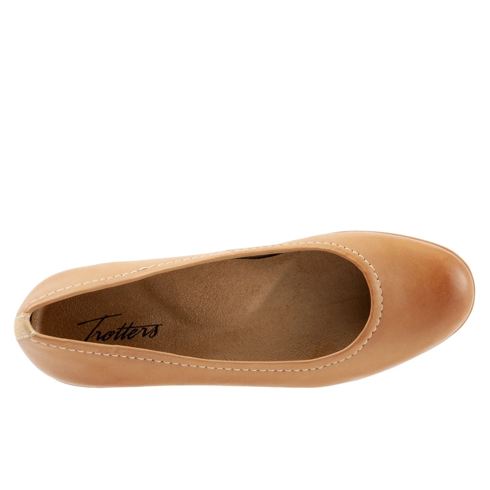 Trotters Darcey T1904-253 Womens Brown Leather Slip On Ballet Flats Shoes