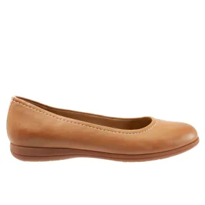Trotters Darcey T1904-253 Womens Brown Leather Slip On Ballet Flats Shoes