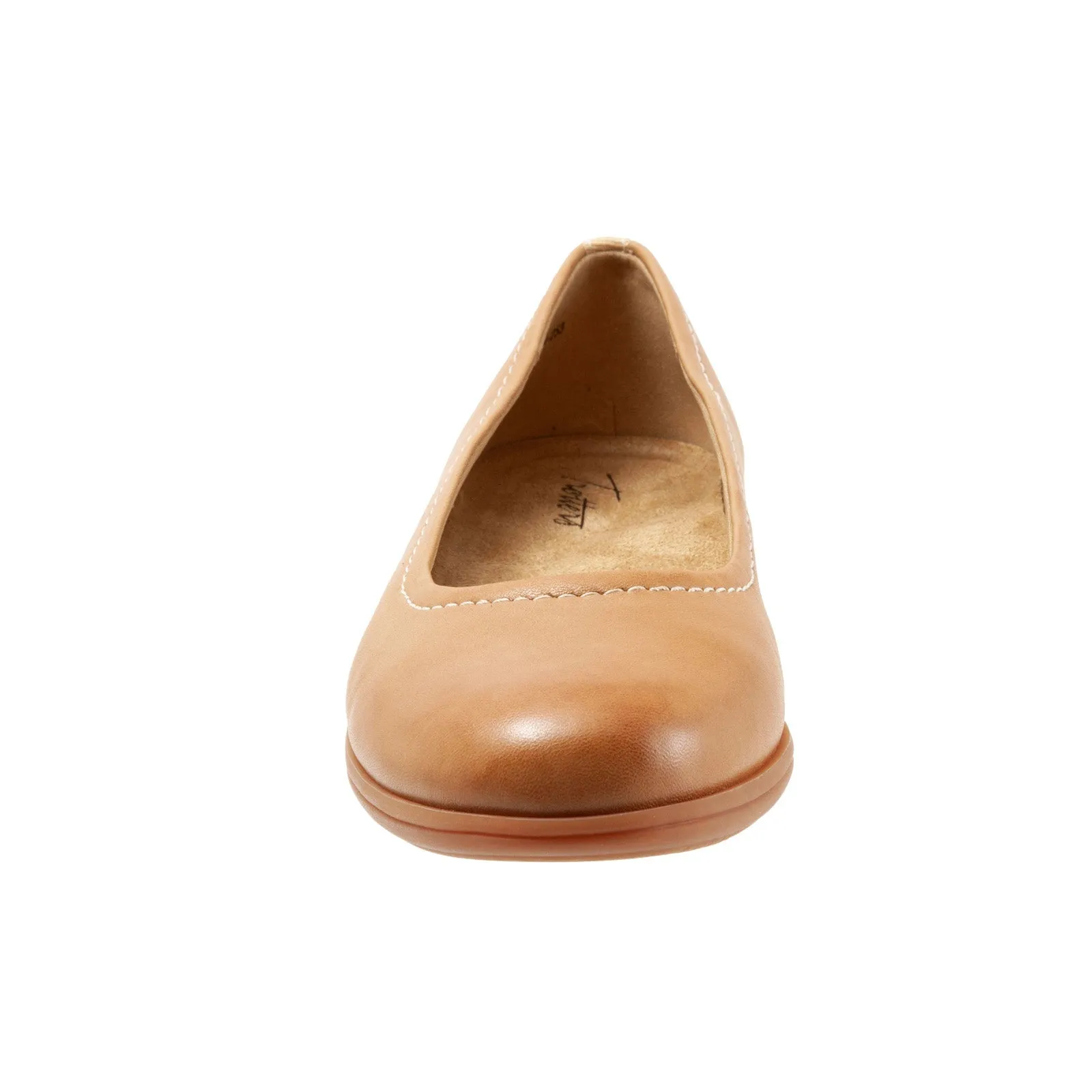 Trotters Darcey T1904-253 Womens Brown Leather Slip On Ballet Flats Shoes