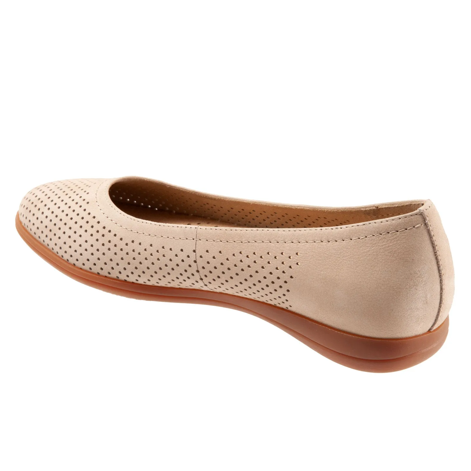 Trotters Darcey T1904-277 Womens Beige Narrow Leather Ballet Flats Shoes