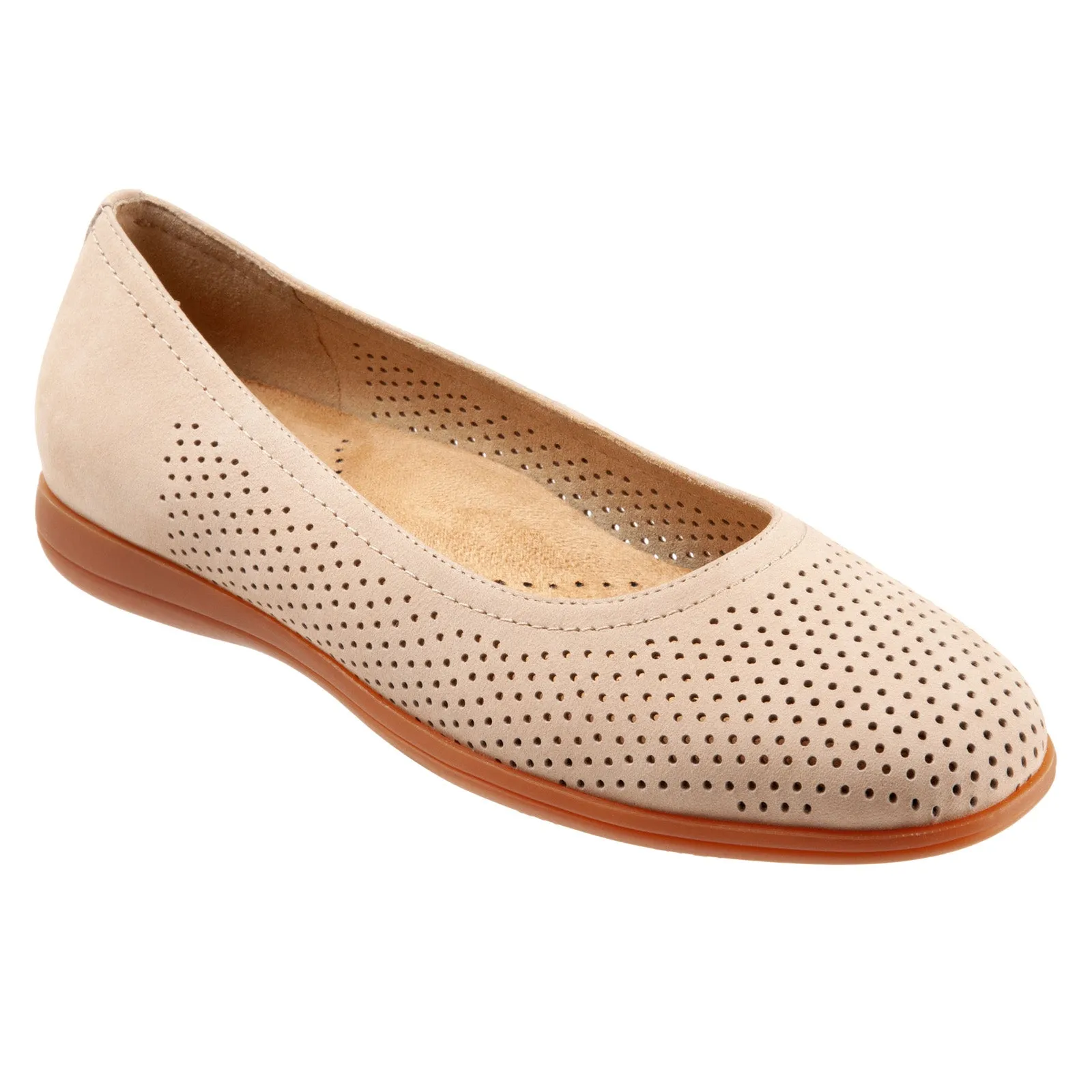 Trotters Darcey T1904-277 Womens Beige Narrow Leather Ballet Flats Shoes
