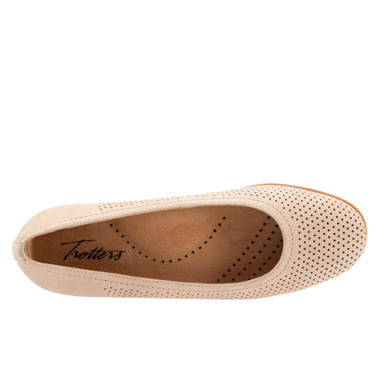 Trotters Darcey T1904-277 Womens Beige Narrow Leather Ballet Flats Shoes