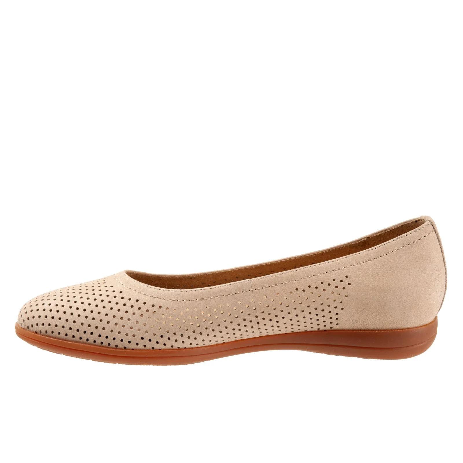 Trotters Darcey T1904-277 Womens Beige Narrow Leather Ballet Flats Shoes