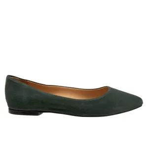 Trotters Estee T1556-309 Womens Green Leather Slip On Ballet Flats Shoes