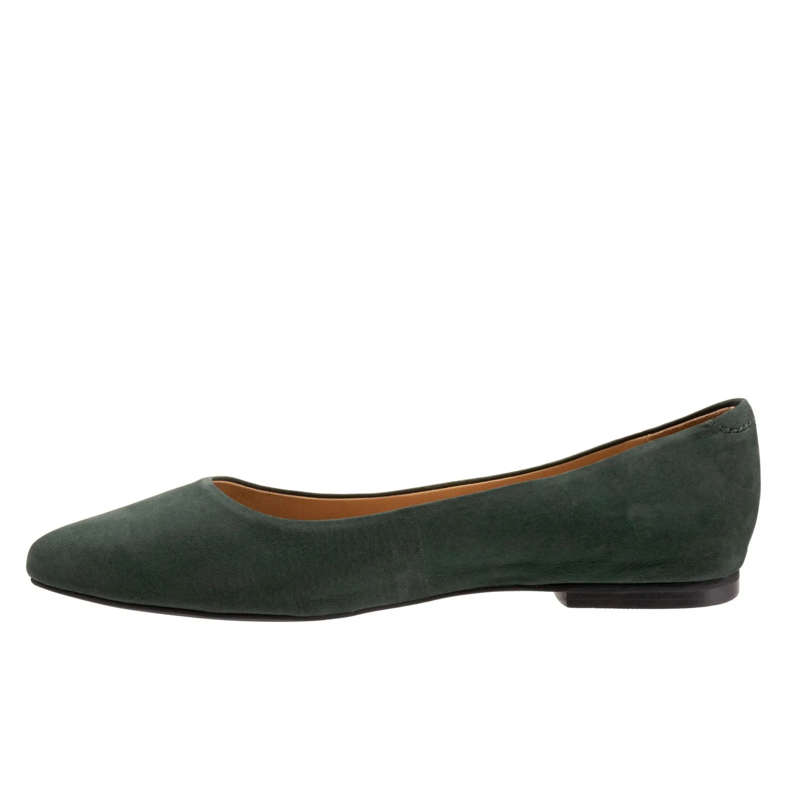 Trotters Estee T1556-309 Womens Green Leather Slip On Ballet Flats Shoes