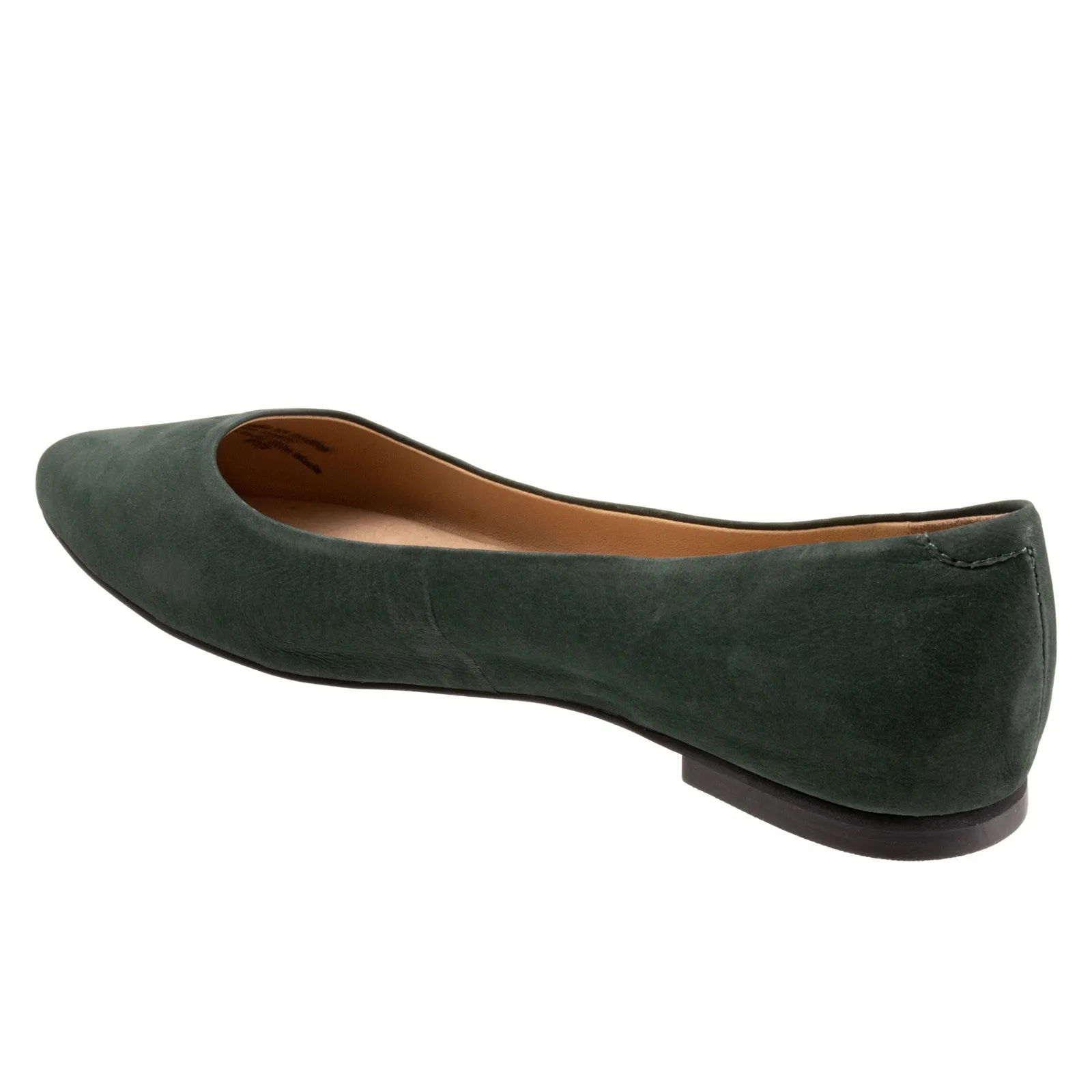 Trotters Estee T1556-309 Womens Green Leather Slip On Ballet Flats Shoes