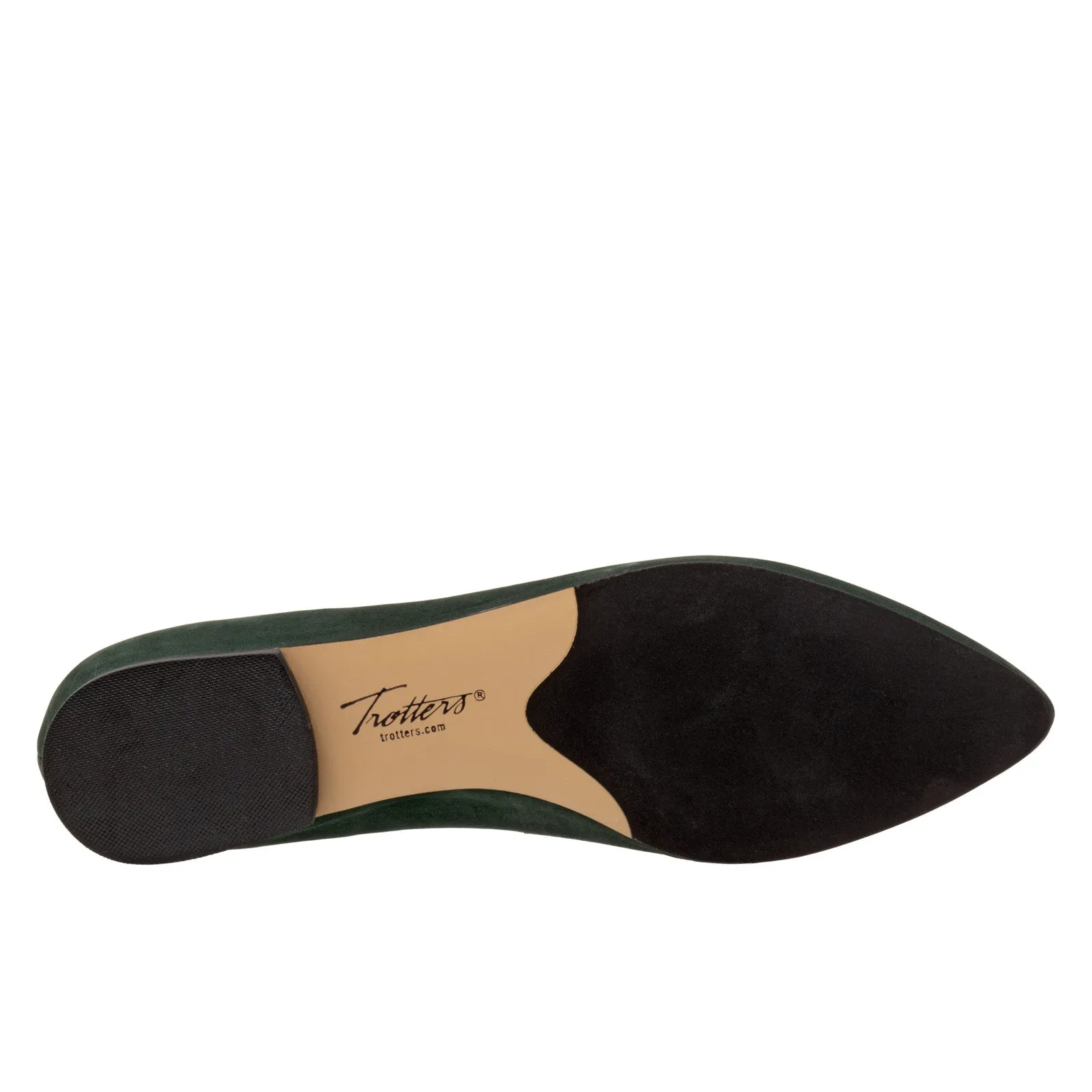 Trotters Estee T1556-309 Womens Green Leather Slip On Ballet Flats Shoes