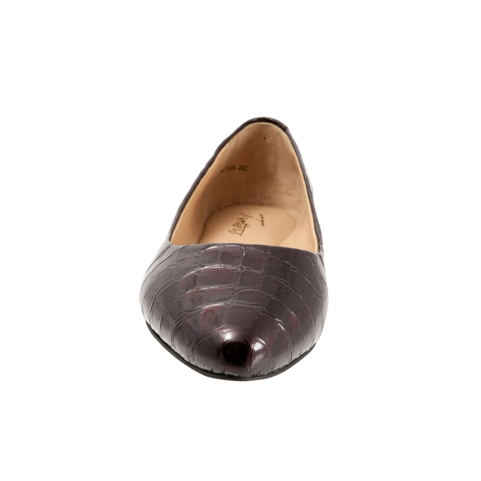 Trotters Estee T1556-619 Womens Burgundy Wide Leather Ballet Flats Shoes