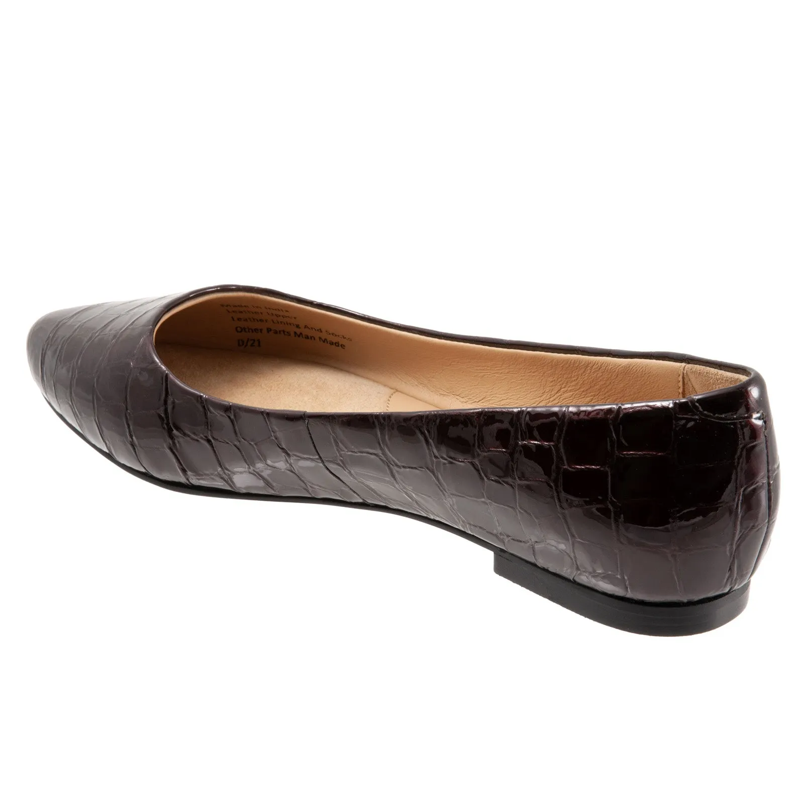 Trotters Estee T1556-619 Womens Burgundy Wide Leather Ballet Flats Shoes