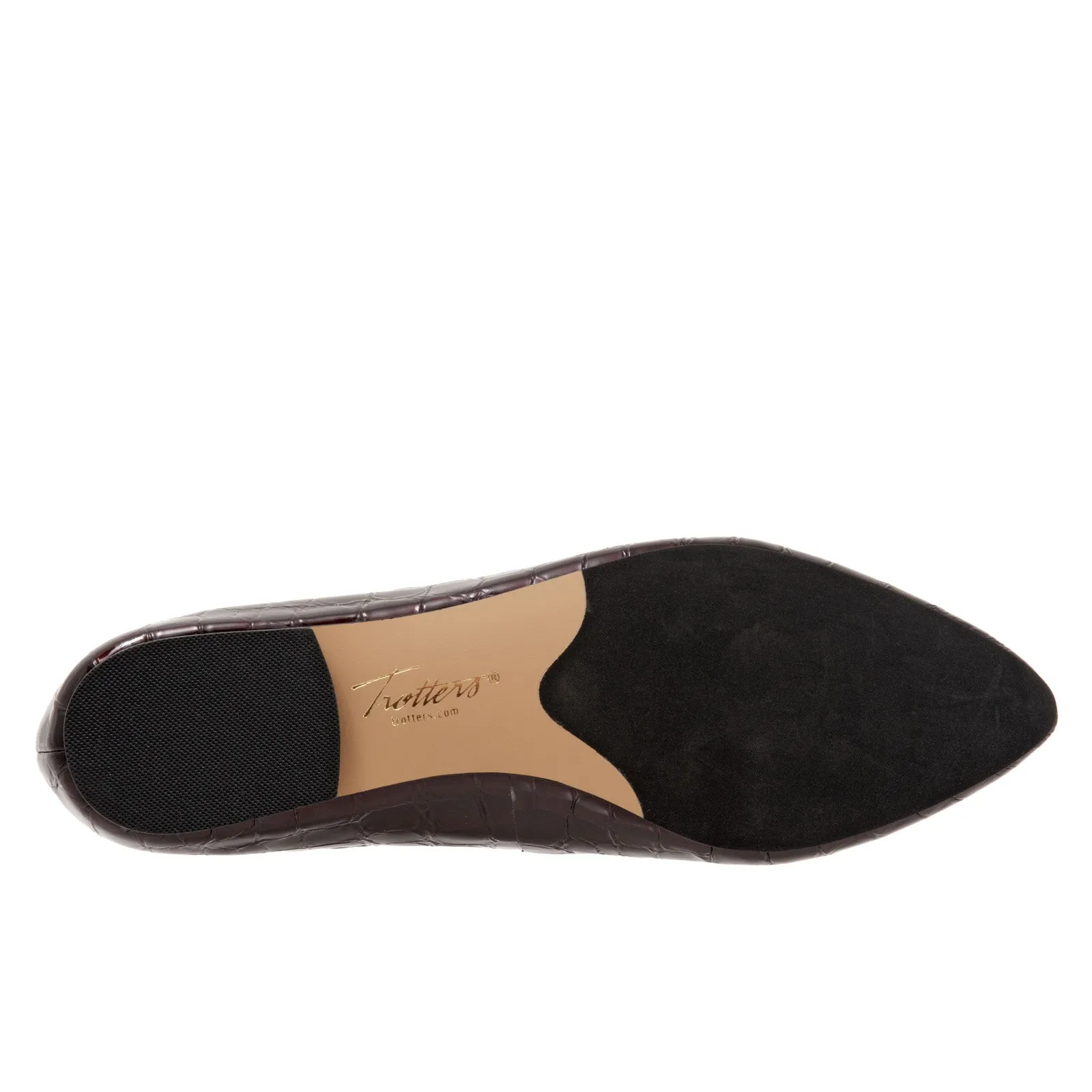 Trotters Estee T1556-619 Womens Burgundy Wide Leather Ballet Flats Shoes