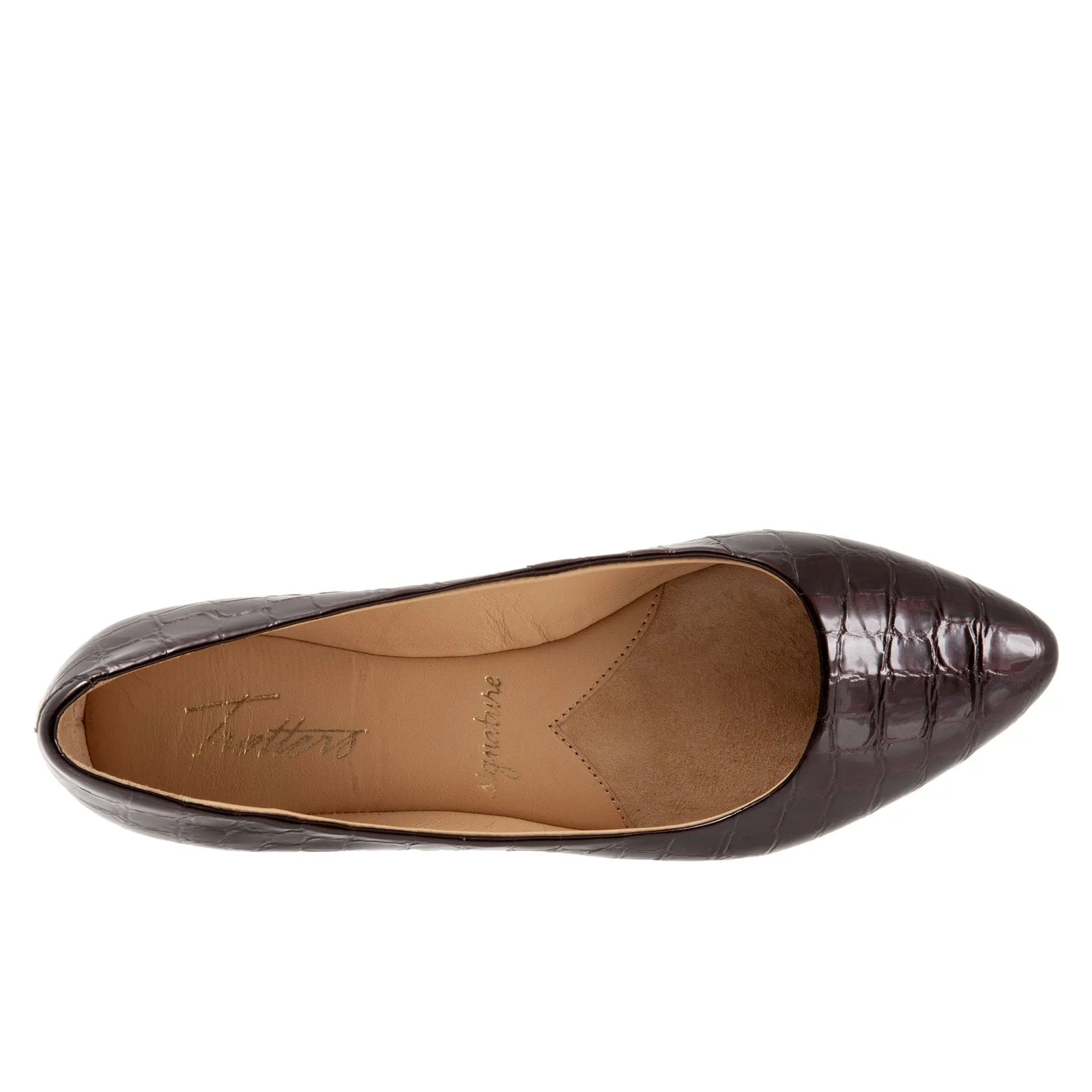 Trotters Estee T1556-619 Womens Burgundy Wide Leather Ballet Flats Shoes