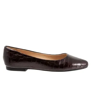 Trotters Estee T1556-619 Womens Burgundy Wide Leather Ballet Flats Shoes