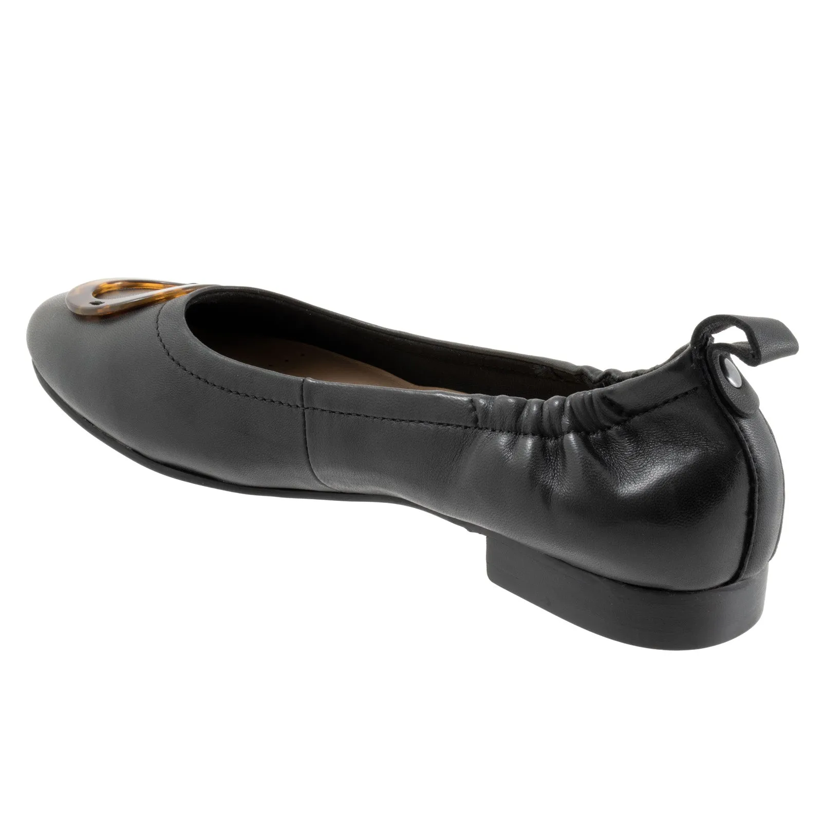 Trotters Gia Ornament T2324-001 Womens Black Wide Ballet Flats Shoes