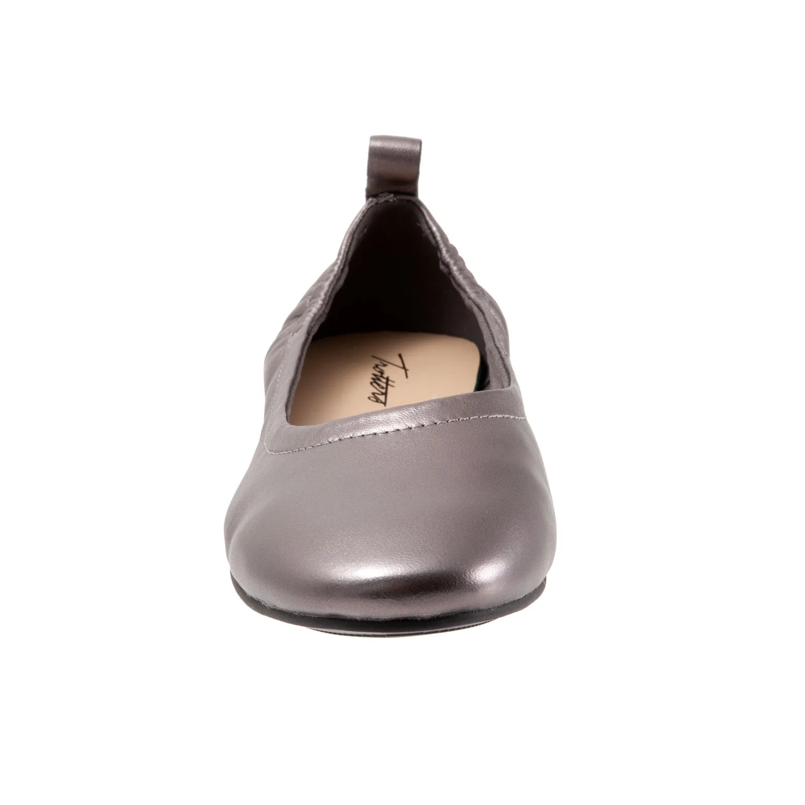 Trotters Gia T2252-033 Womens Gray Leather Slip On Ballet Flats Shoes