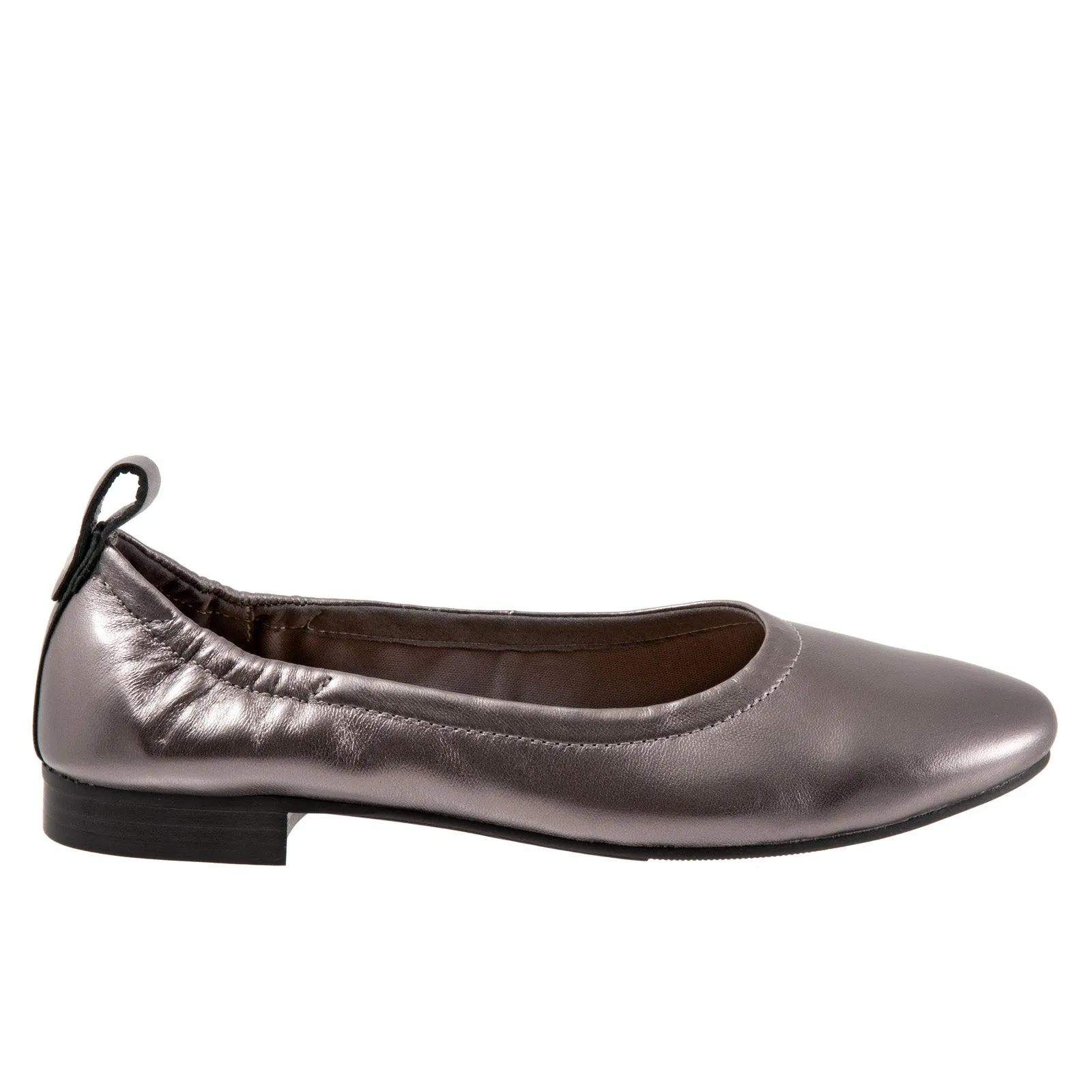 Trotters Gia T2252-033 Womens Gray Leather Slip On Ballet Flats Shoes