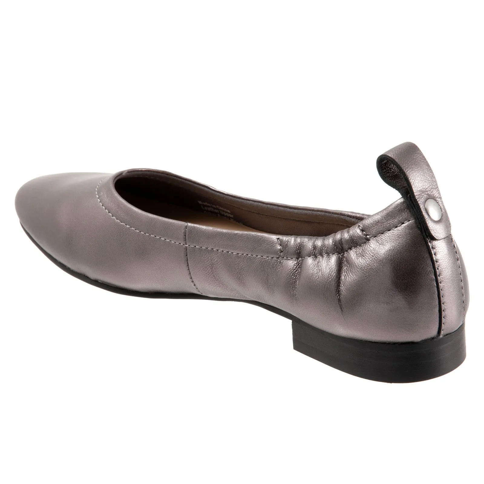 Trotters Gia T2252-033 Womens Gray Leather Slip On Ballet Flats Shoes