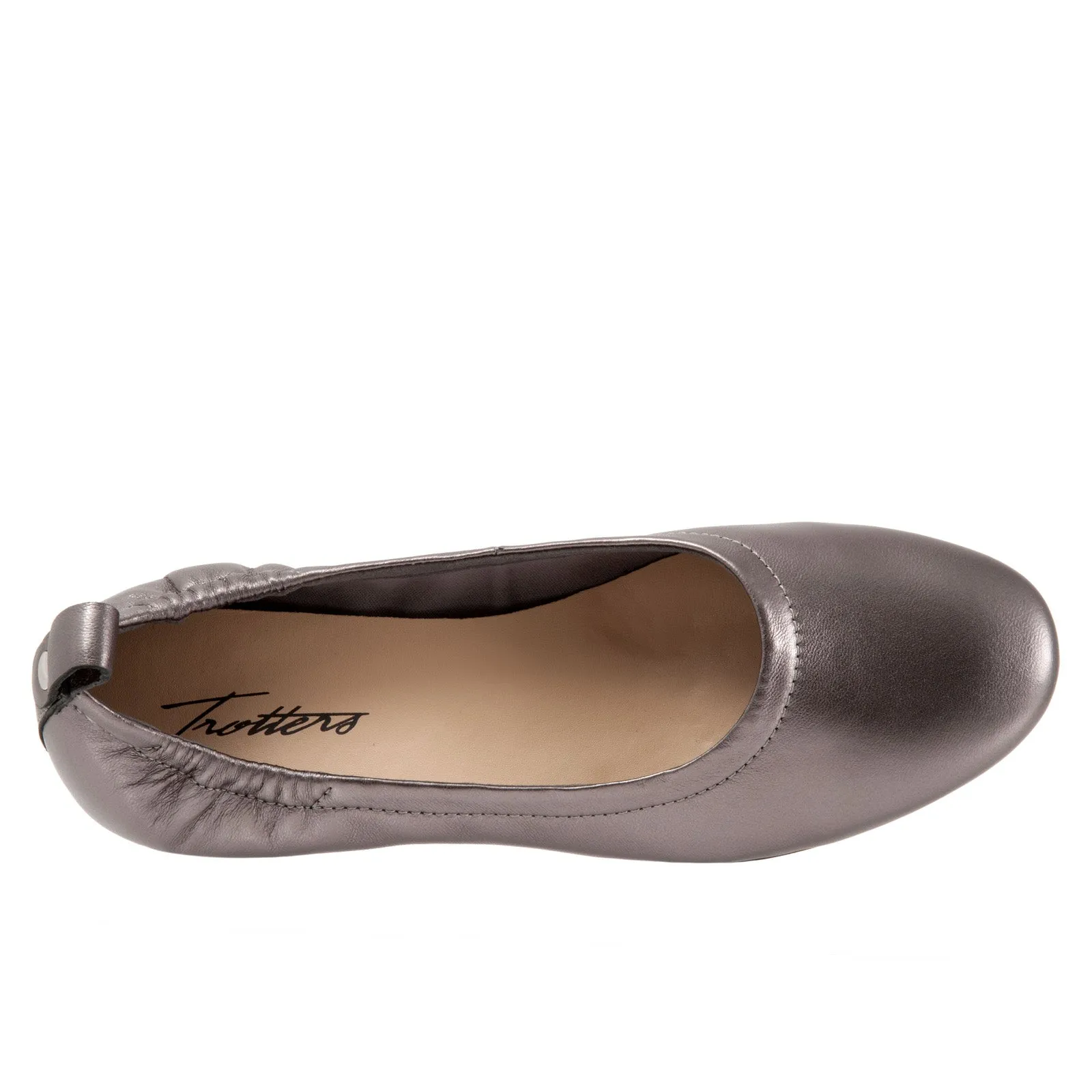 Trotters Gia T2252-033 Womens Gray Leather Slip On Ballet Flats Shoes