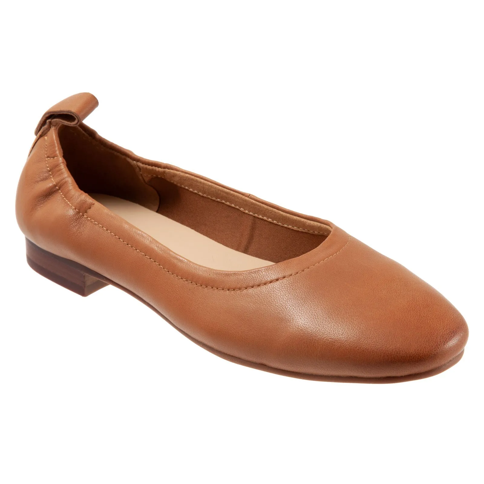 Trotters Gia T2252-215 Womens Brown Wide Leather Slip On Ballet Flats Shoes