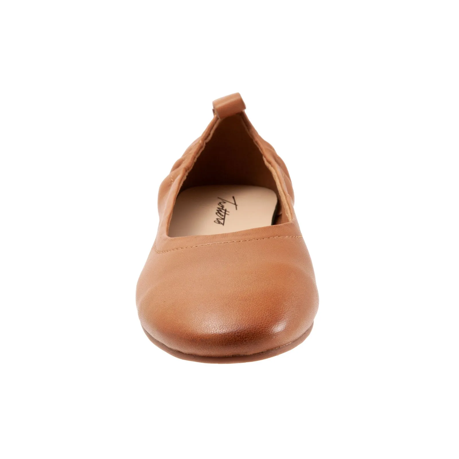 Trotters Gia T2252-215 Womens Brown Wide Leather Slip On Ballet Flats Shoes
