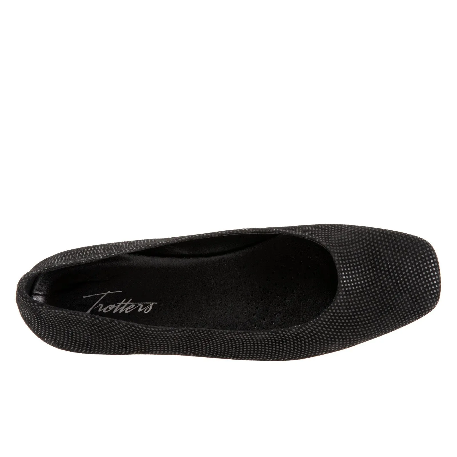 Trotters Honor T2057-004 Womens Black Leather Slip On Ballet Flats Shoes