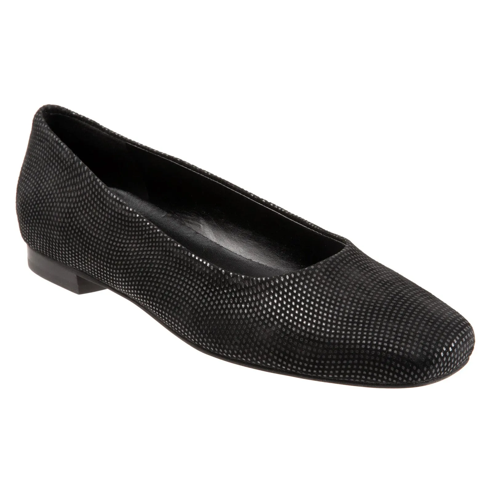 Trotters Honor T2057-004 Womens Black Leather Slip On Ballet Flats Shoes