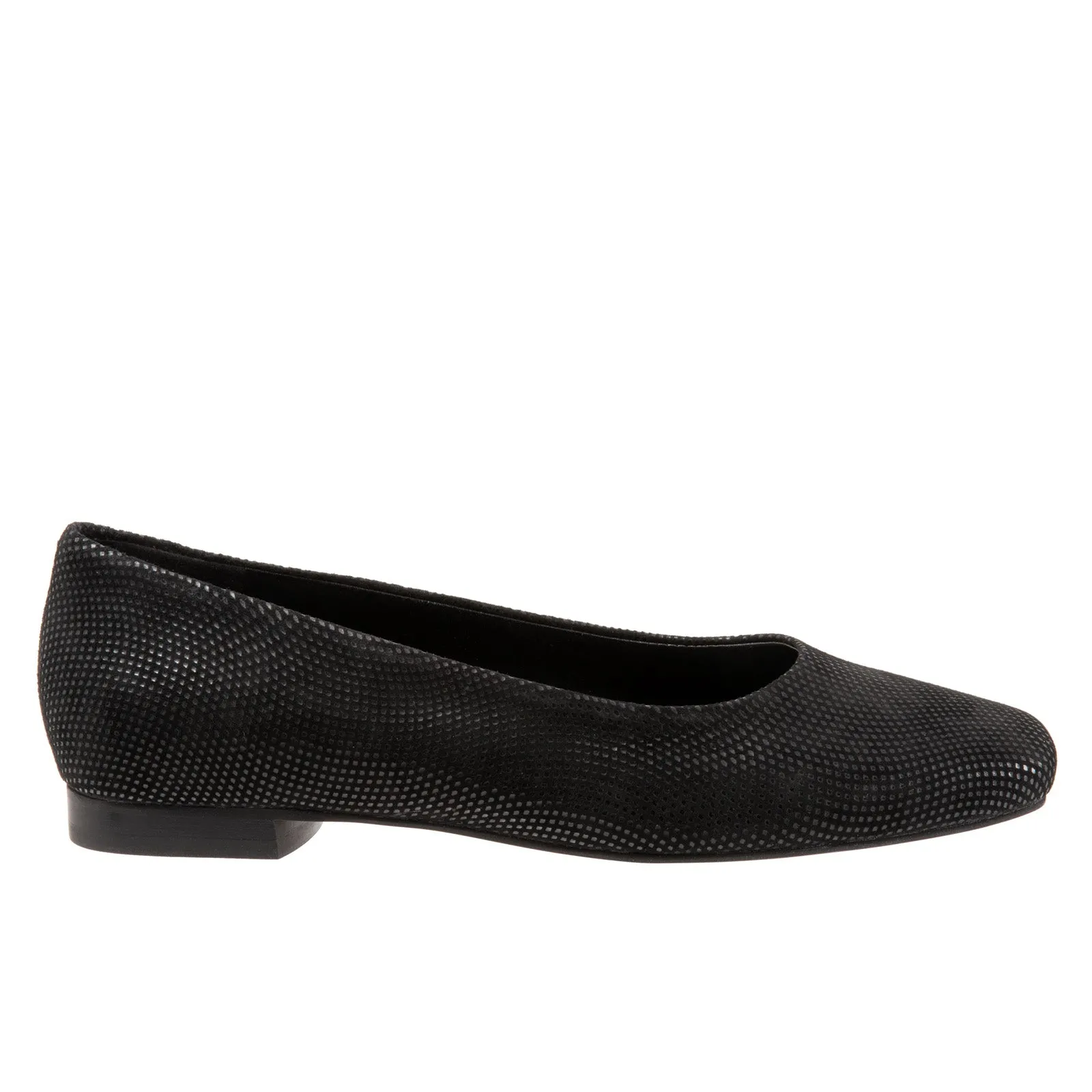 Trotters Honor T2057-004 Womens Black Leather Slip On Ballet Flats Shoes