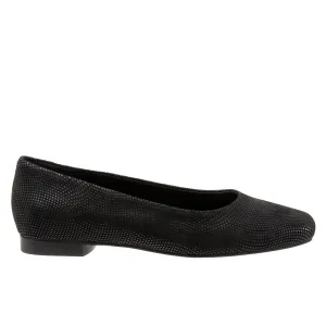 Trotters Honor T2057-004 Womens Black Leather Slip On Ballet Flats Shoes