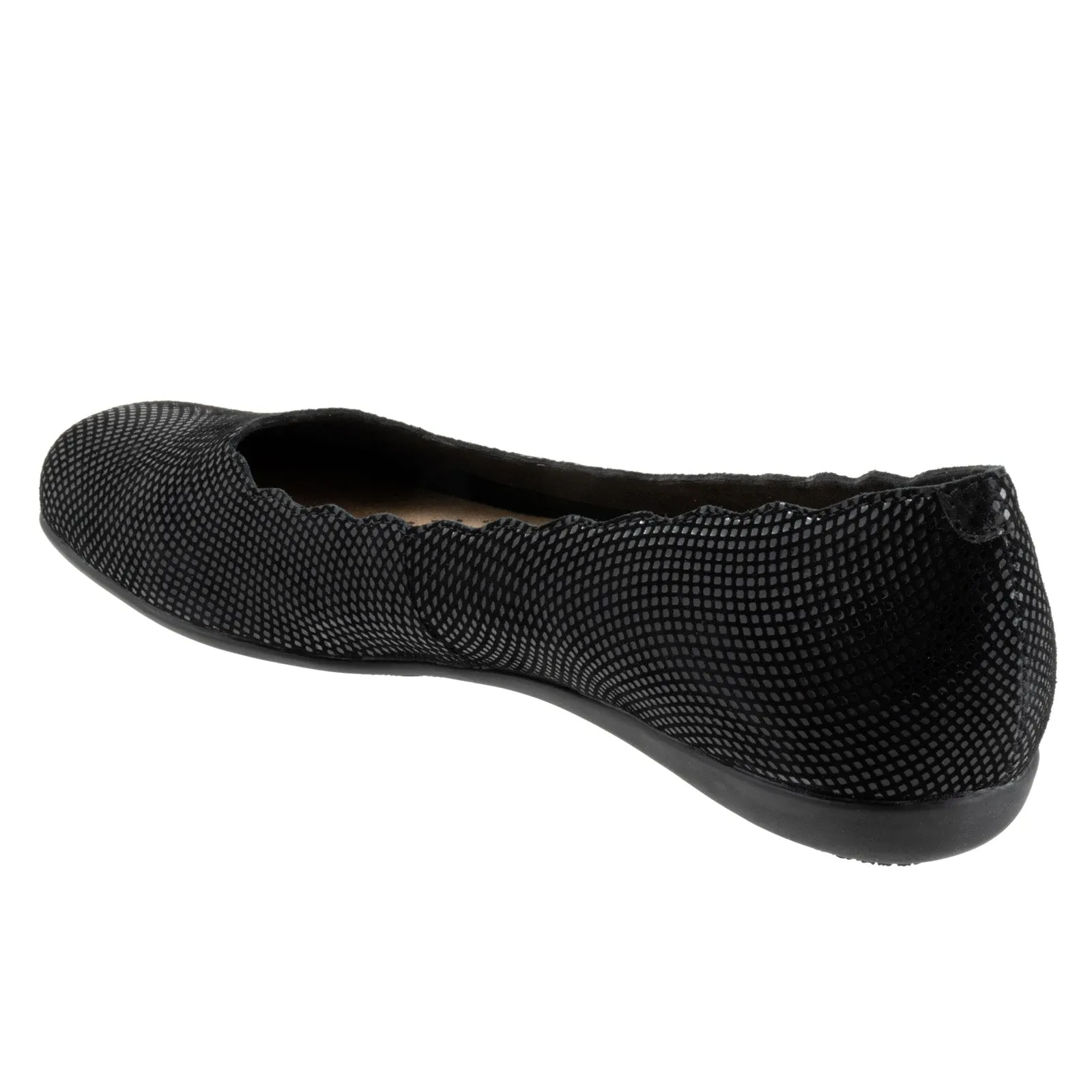 Trotters Sabine T2255-004 Womens Black Wide Leather Slip On Ballet Flats Shoes