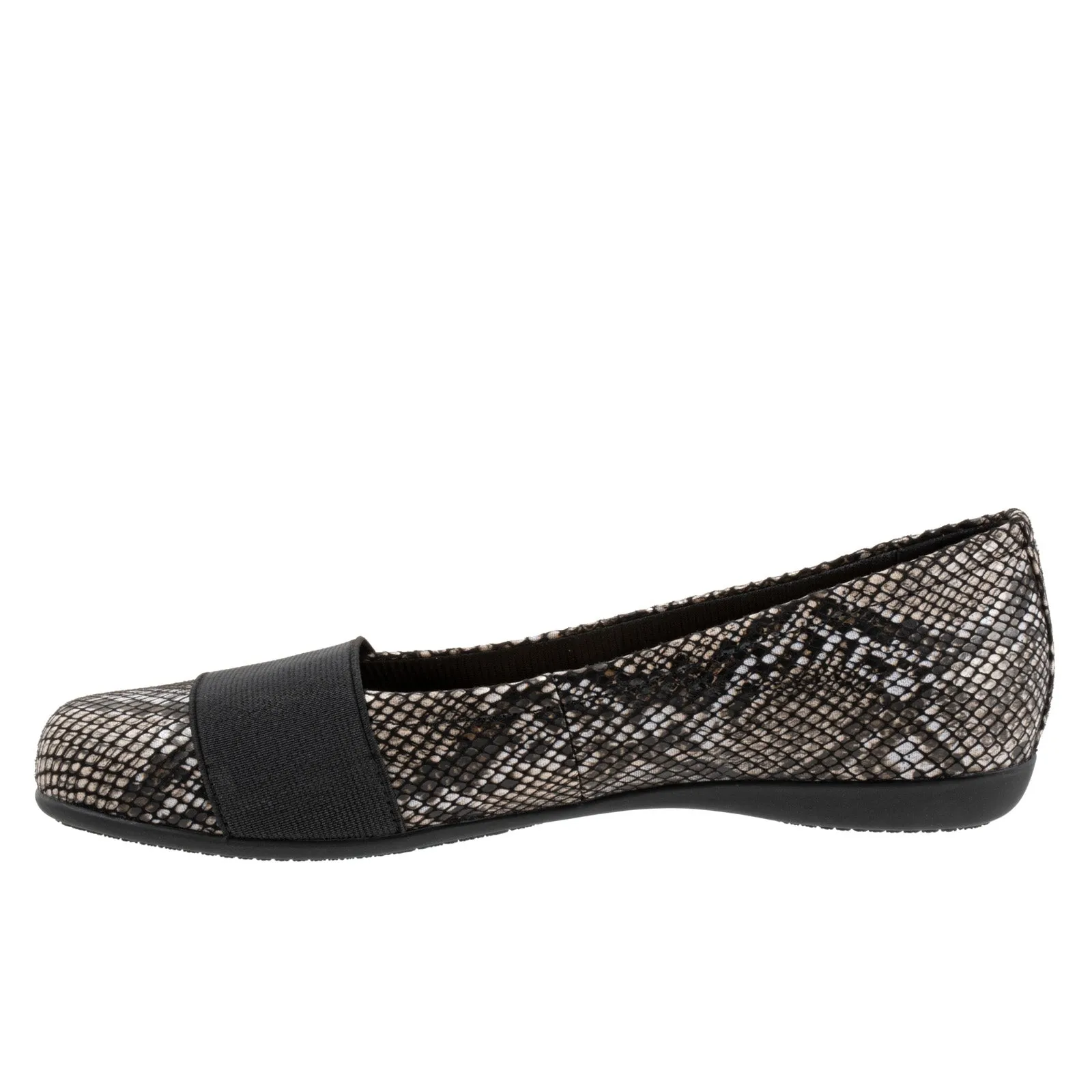 Trotters Samantha T1812-018 Womens Black Wide Leather Ballet Flats Shoes