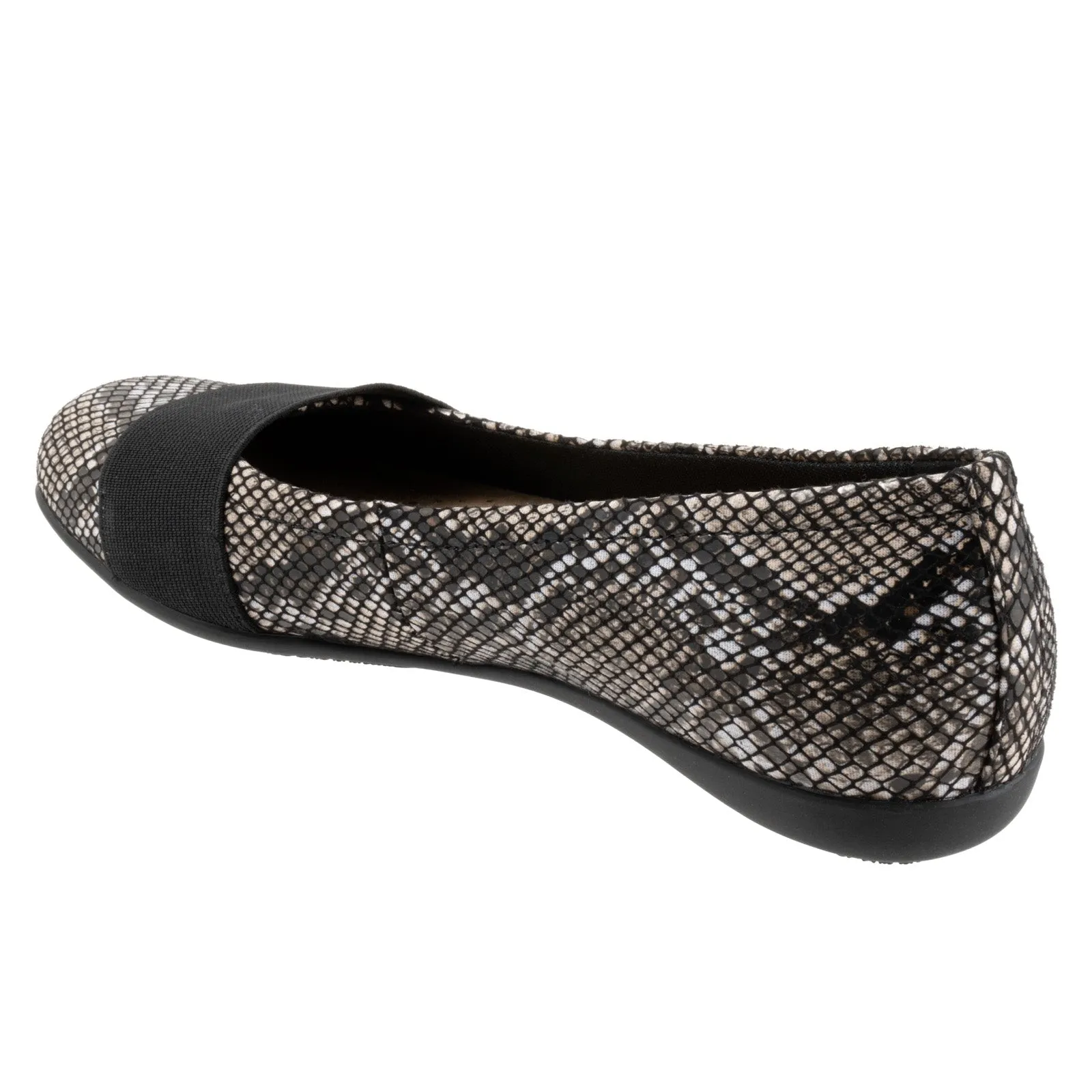 Trotters Samantha T1812-018 Womens Black Wide Leather Ballet Flats Shoes
