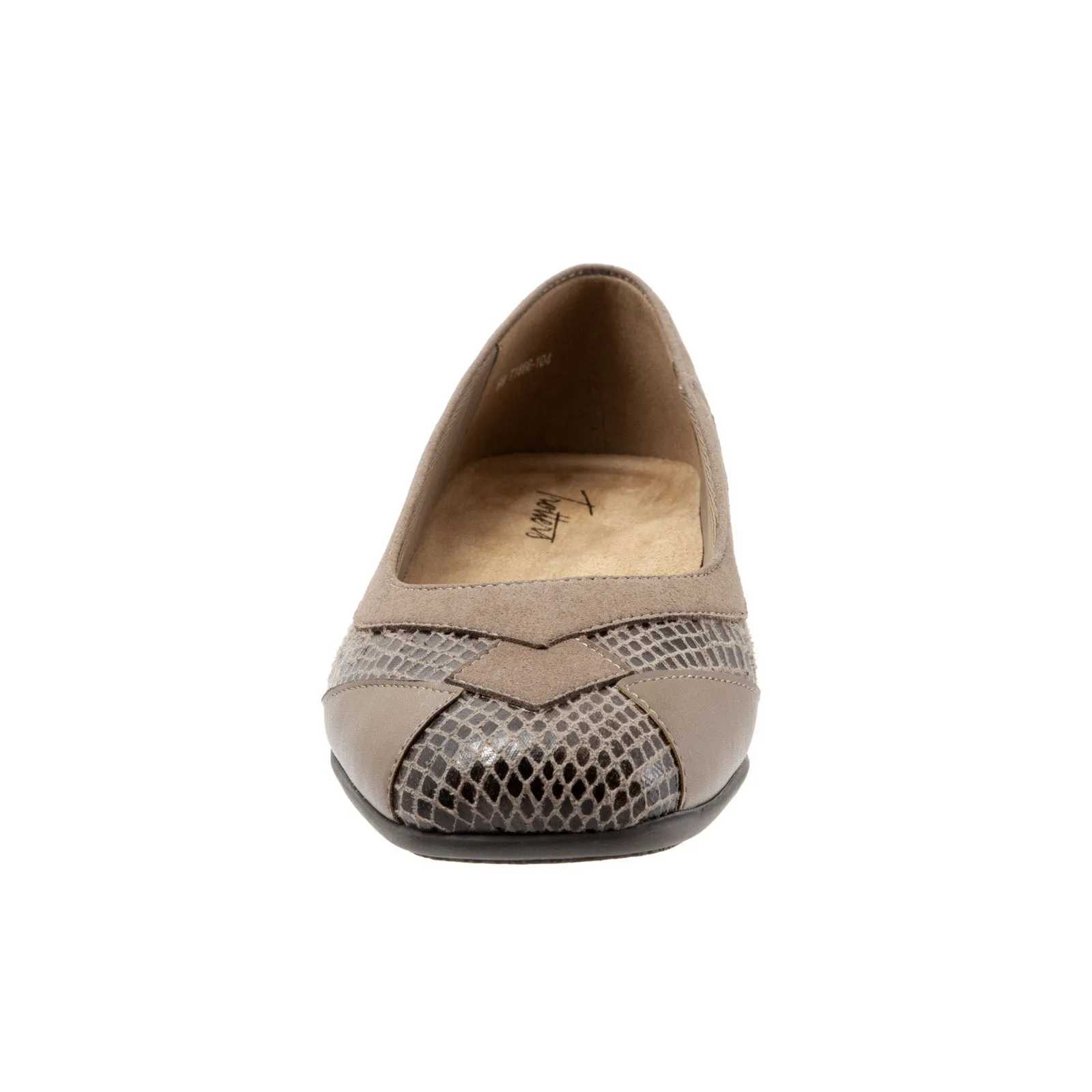 Trotters Sharp T1866-104 Womens Brown Narrow Leather Ballet Flats Shoes