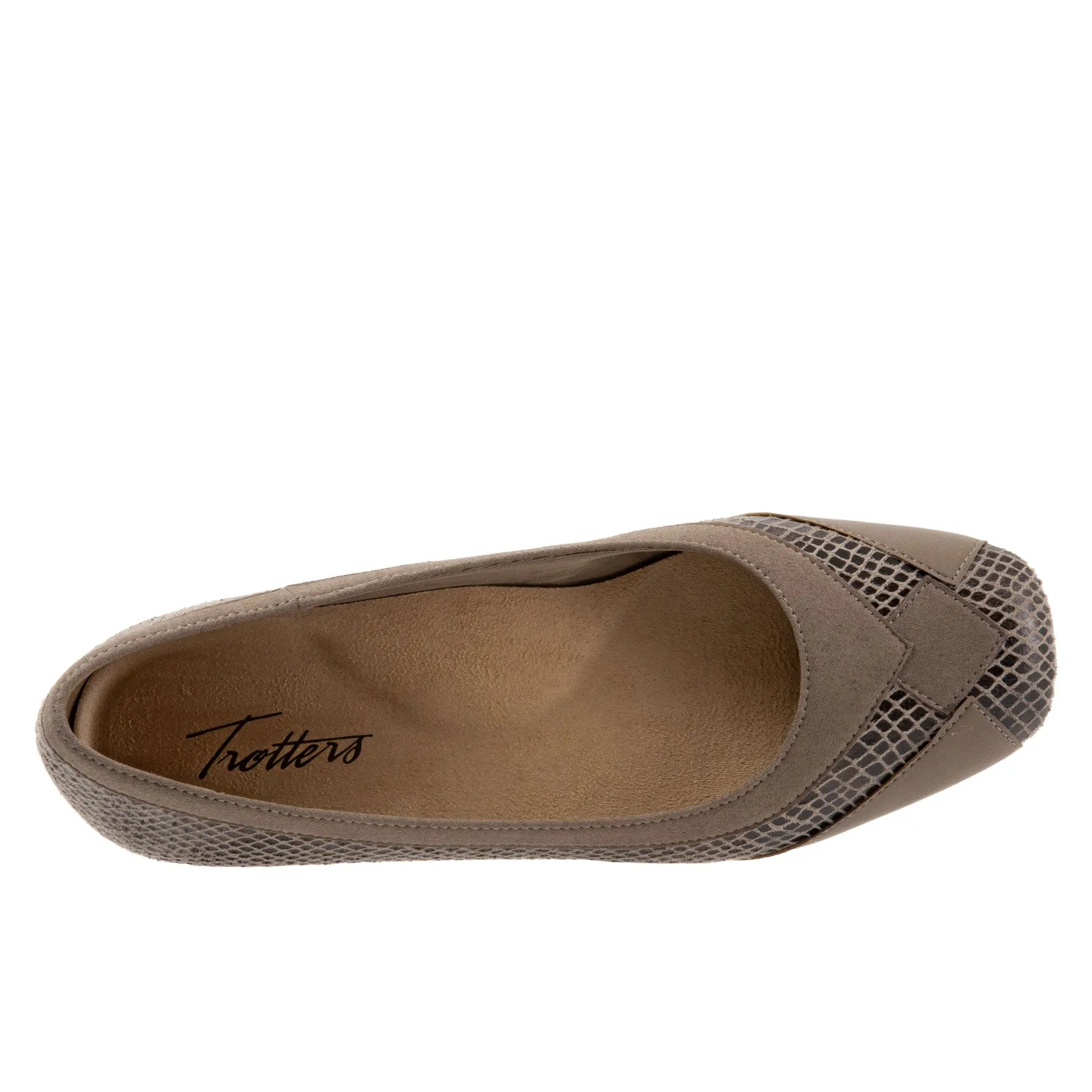 Trotters Sharp T1866-104 Womens Brown Narrow Leather Ballet Flats Shoes