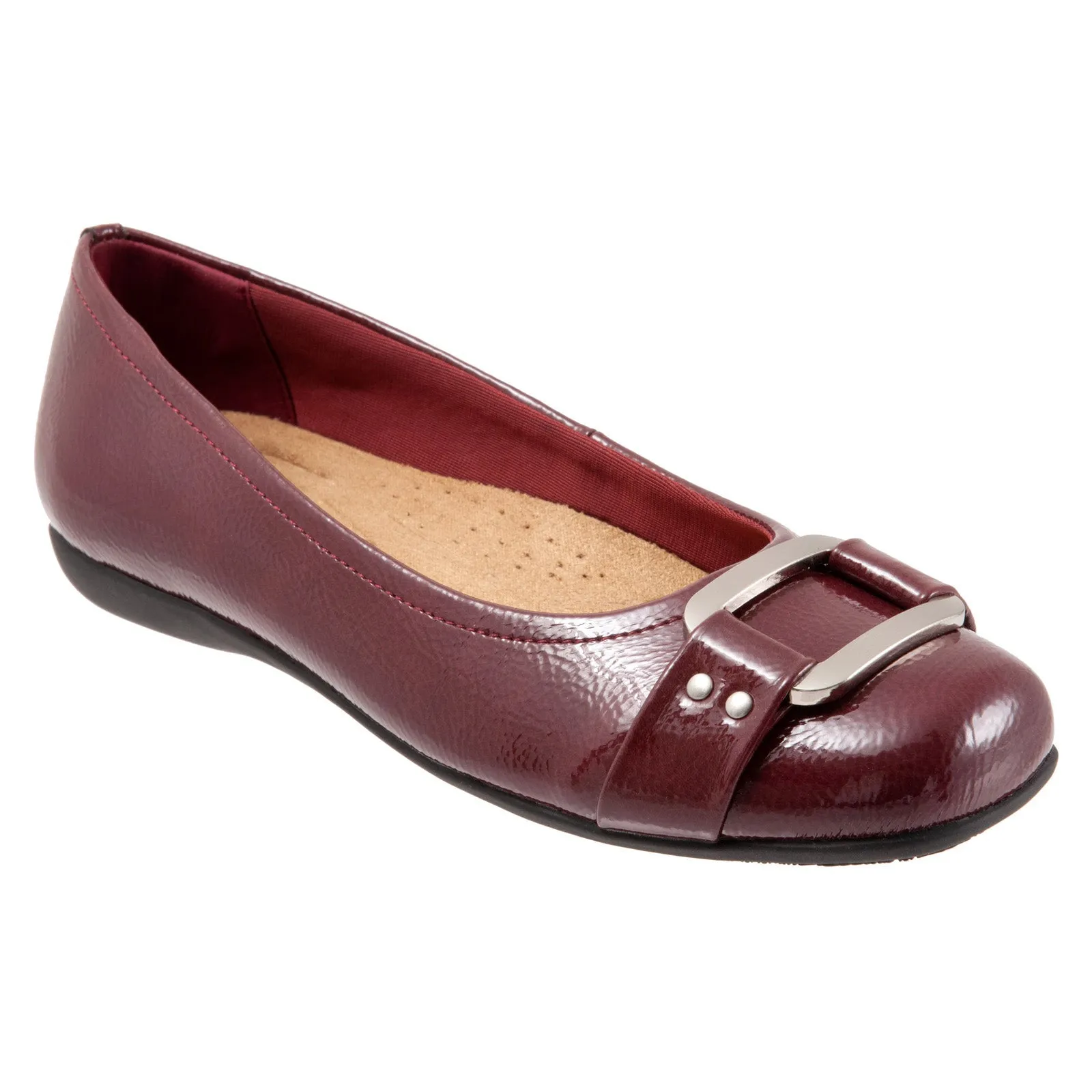 Trotters Sizzle Sign T1251-654 Womens Burgundy Narrow Ballet Flats Shoes