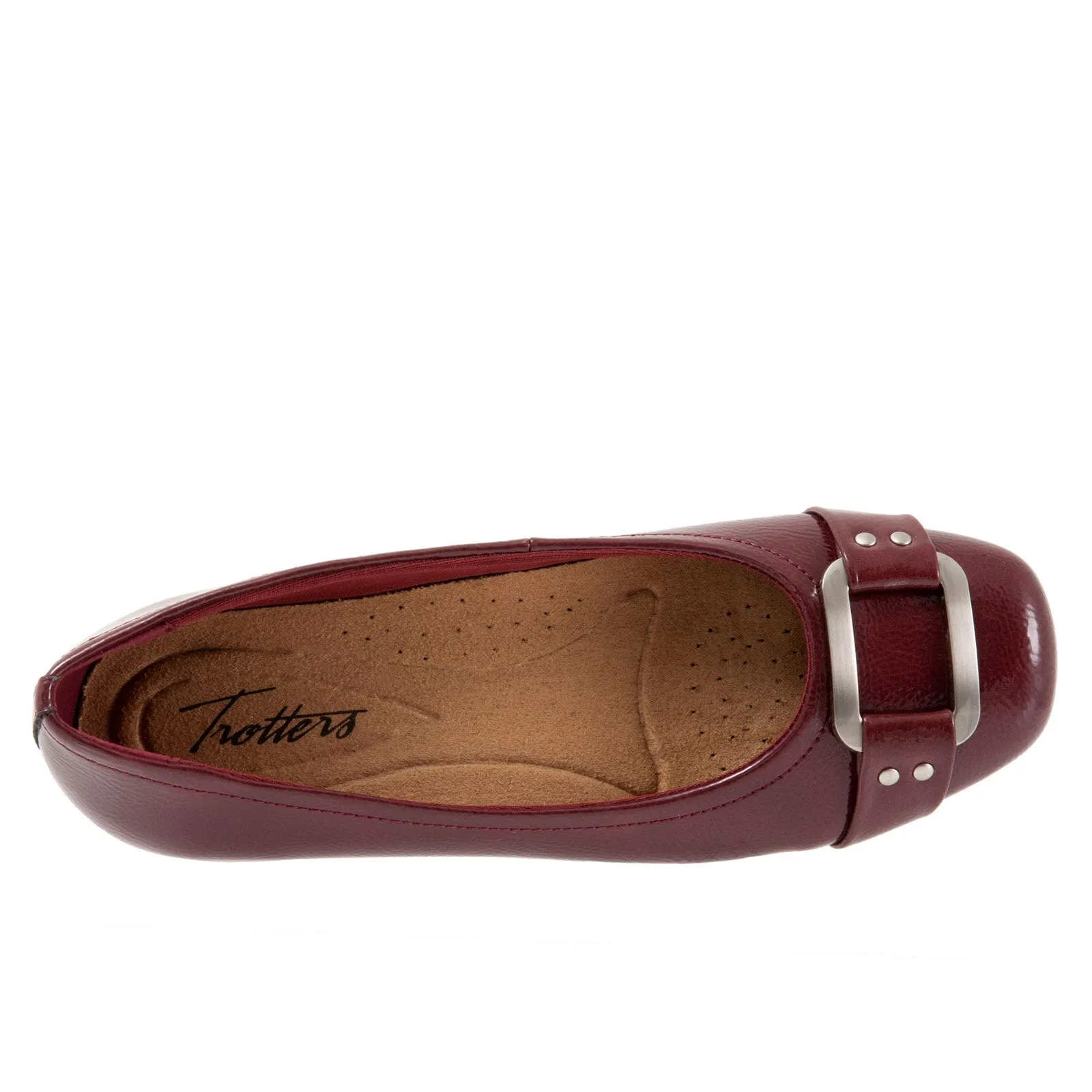 Trotters Sizzle Sign T1251-654 Womens Burgundy Narrow Ballet Flats Shoes