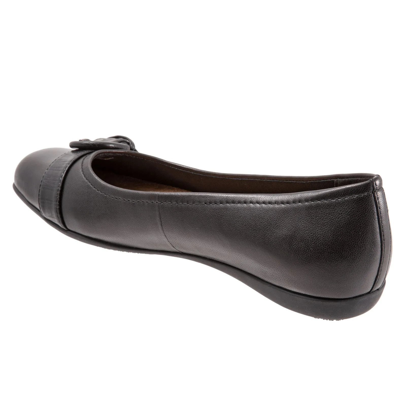 Trotters Sylvia T2166-001 Womens Black Narrow Leather Ballet Flats Shoes