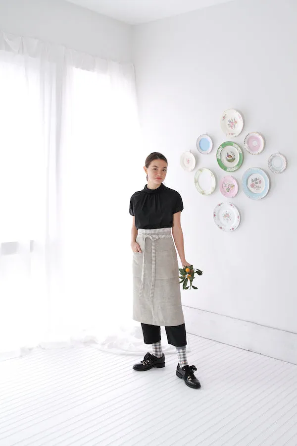 TULIPS GINGHAM CREW IN CHARCOAL