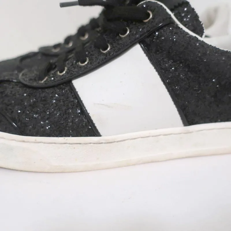 Valentino Glitter Flycrew Rockstud Sneakers Black/White Size 38