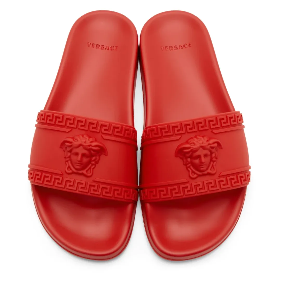 VERSACE PALAZZO POOL SLIDES RED-RED