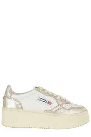 White And Gold Platform Sneakers