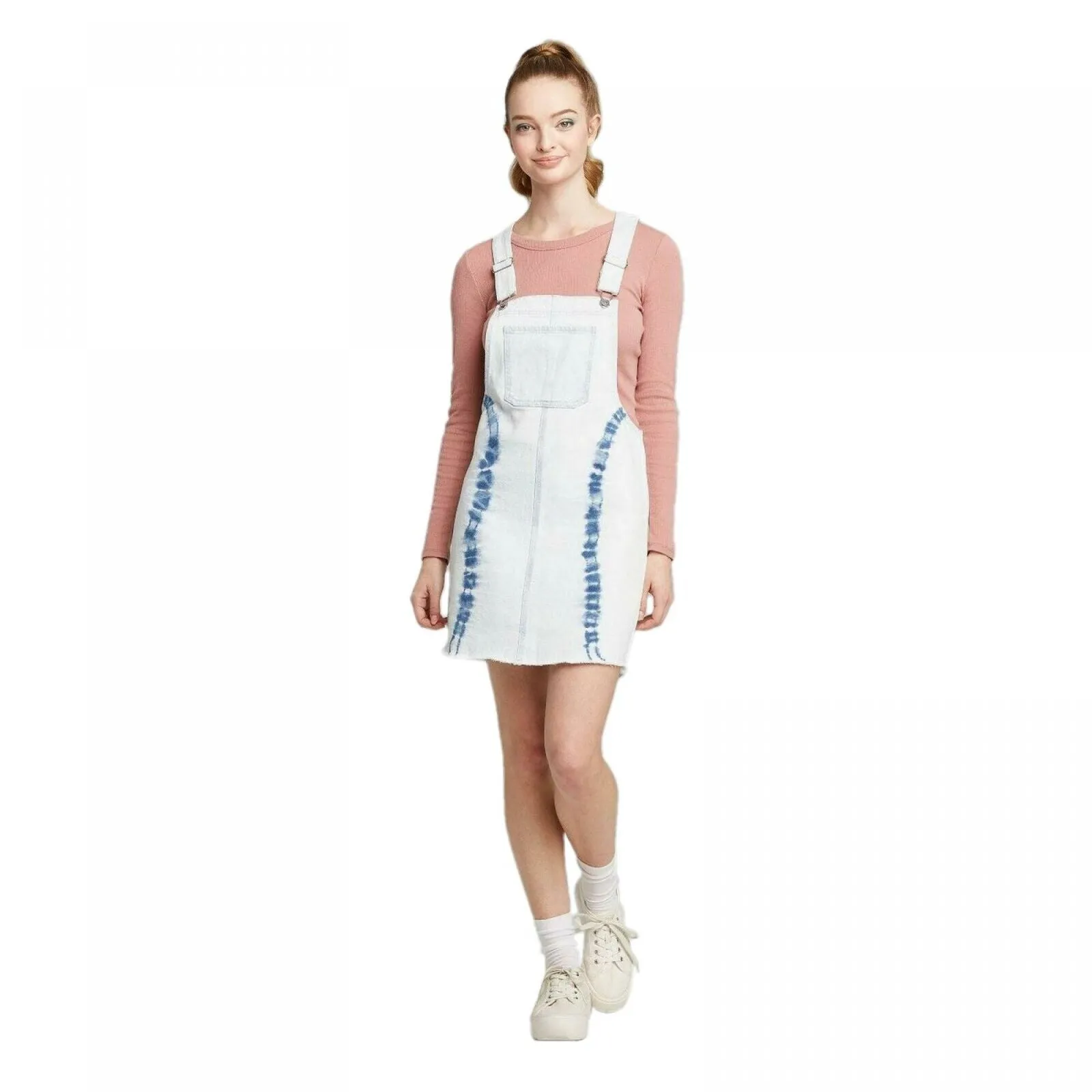 Wild Fable Women's Tie Dye Denim Pinafore Mini Dress