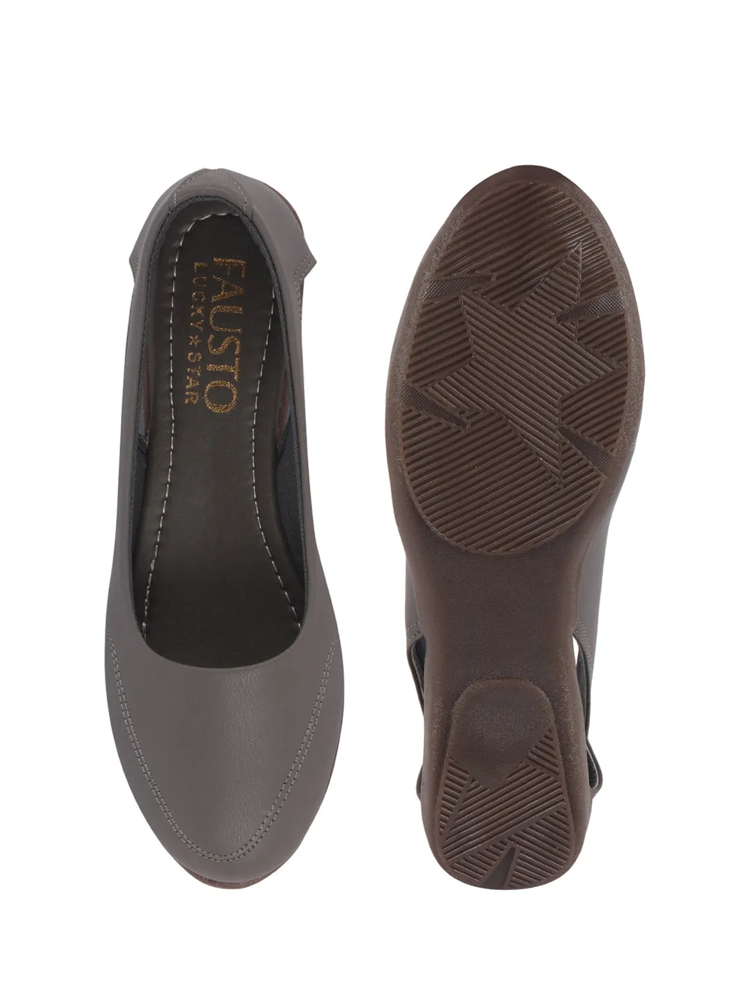 Women Dark Grey Stylish Backless Casual Ballets | Low Heel Cut-Out Slip-On Ballerinas | Comfortable Walking Flats Sandals | Memory Cusion Insole