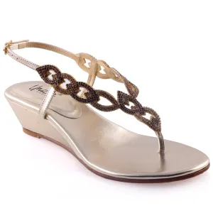 Womens 'Emer' Crystal Adorned Thong Wedge Sandals