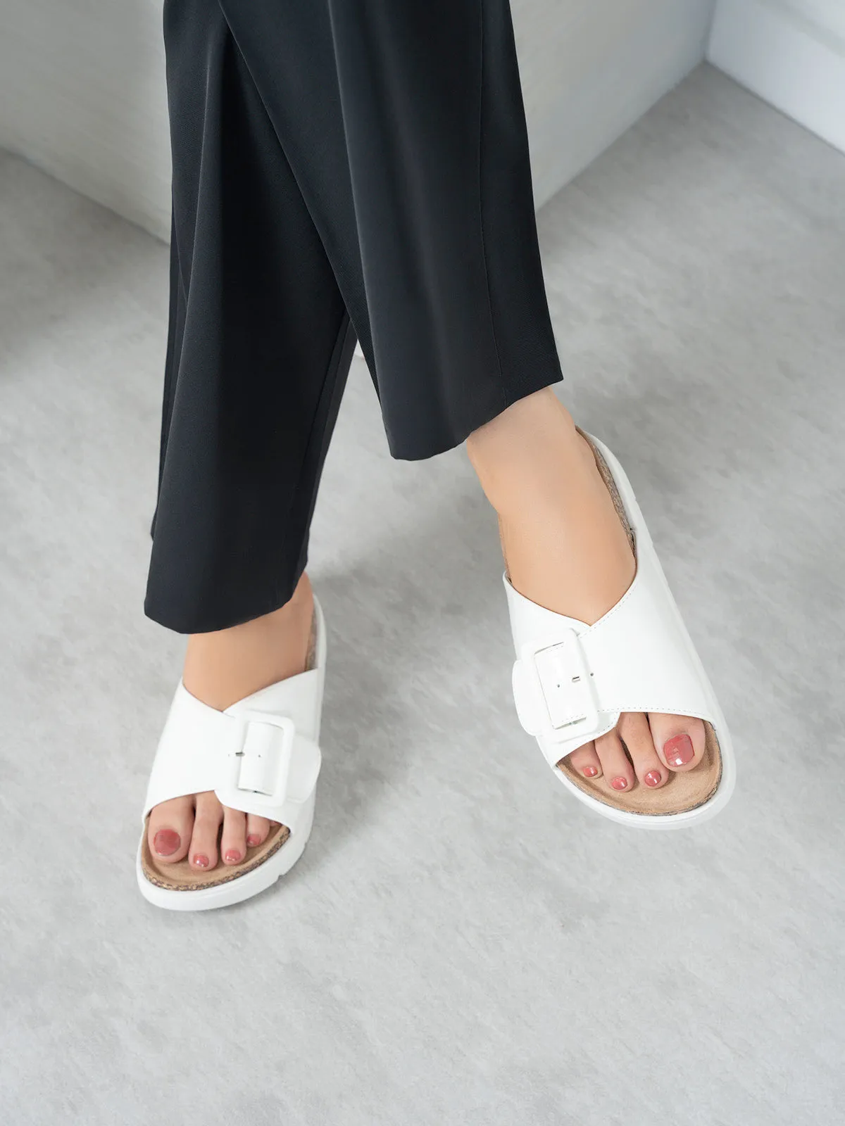 Women's "IMANI" Buckled Open Toe Slippers
