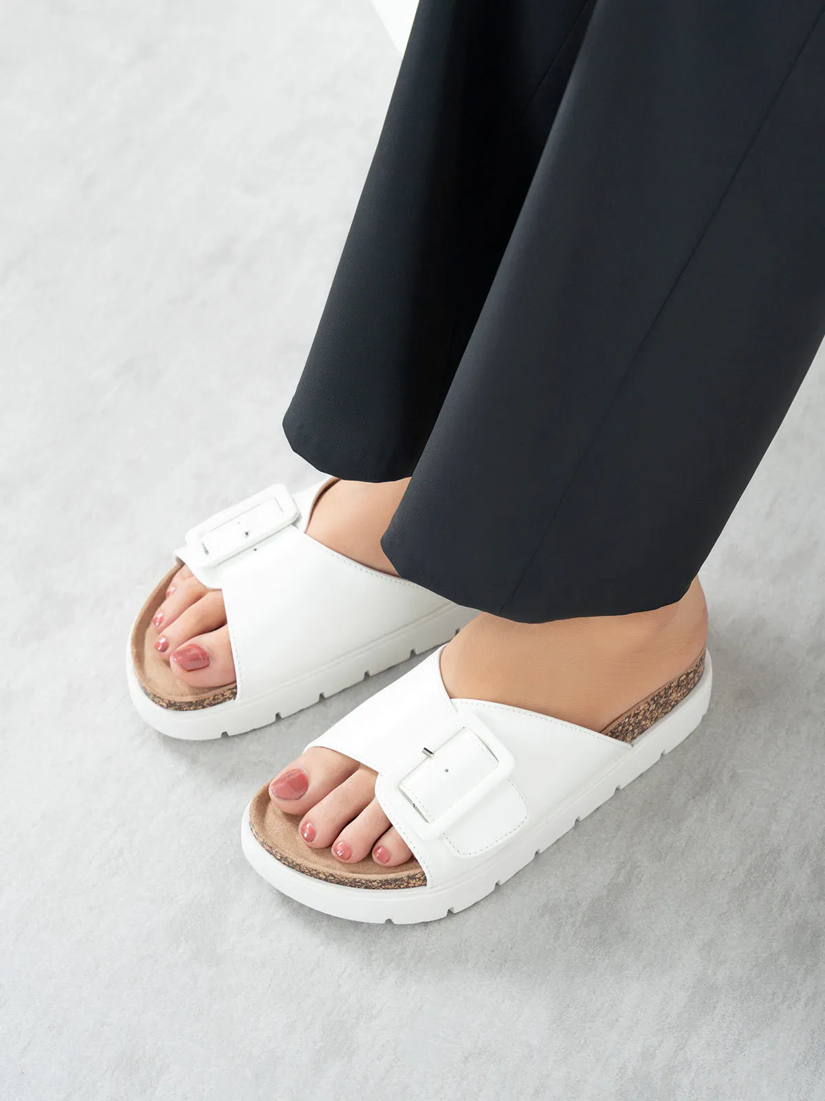 Women's "IMANI" Buckled Open Toe Slippers
