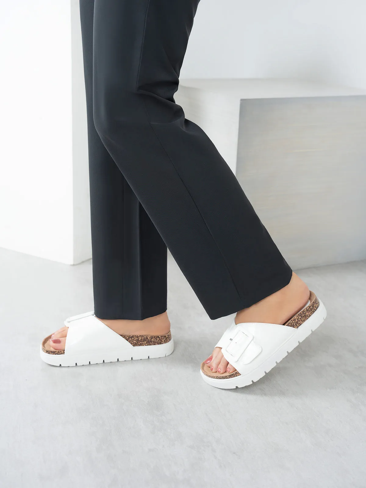 Women's "IMANI" Buckled Open Toe Slippers