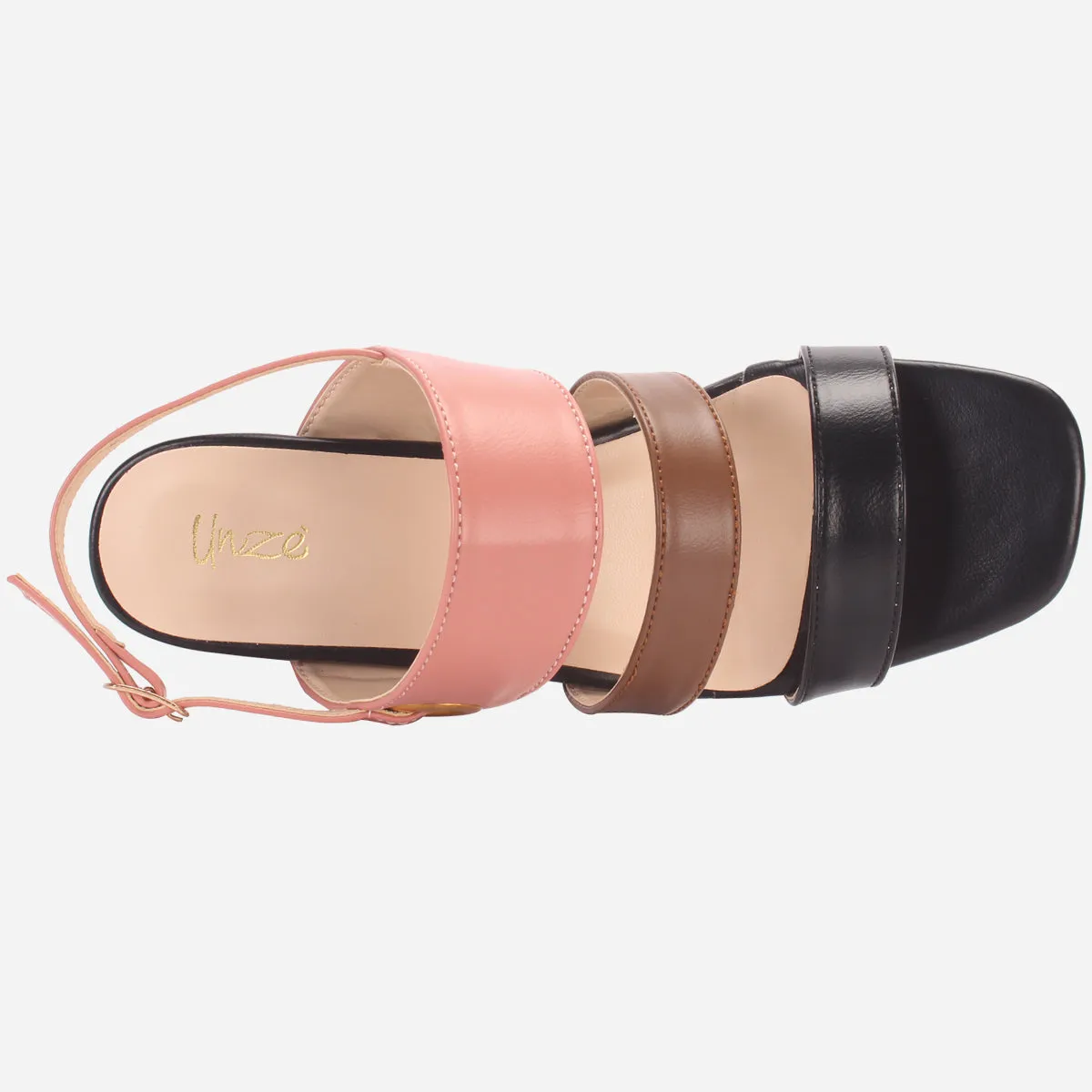 Womens "MICHELLE" Block Heeled Open Toe Sandals
