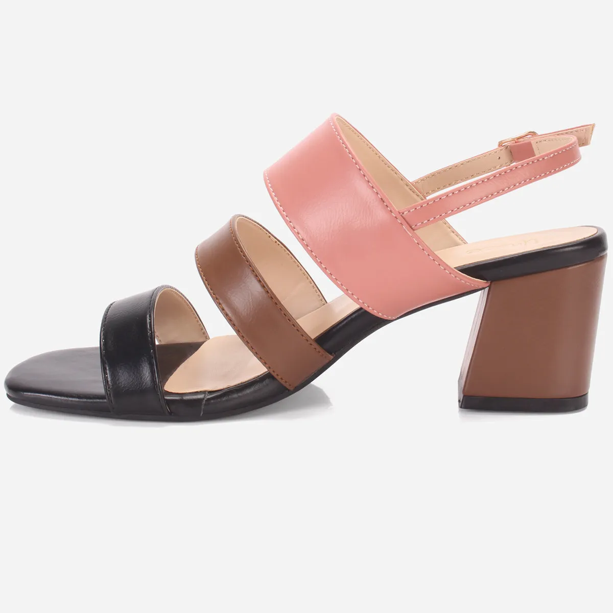 Womens "MICHELLE" Block Heeled Open Toe Sandals
